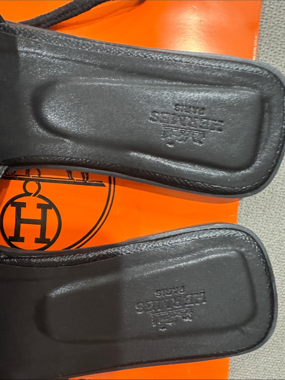Black Leather Slide Sandals - Picture 3 of 4